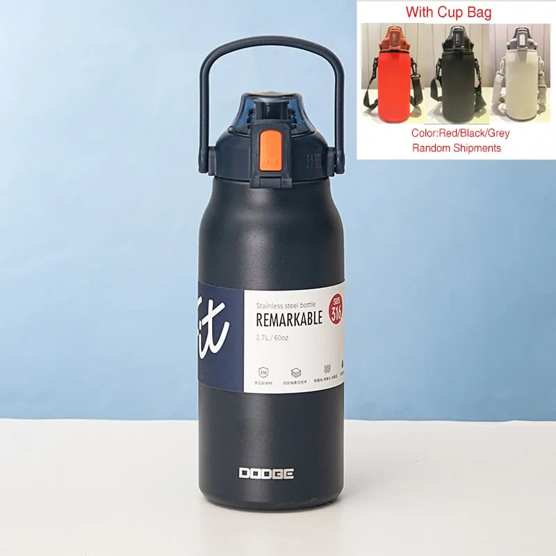 Tumbler Thermo Bottle Large Capacity With Straw Stainless Steel