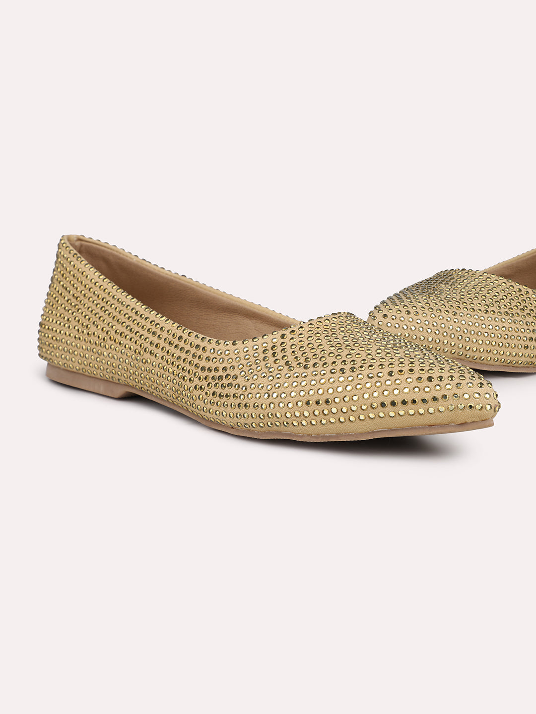 Women Antique-Coloured Embellished Ballerinas Flats