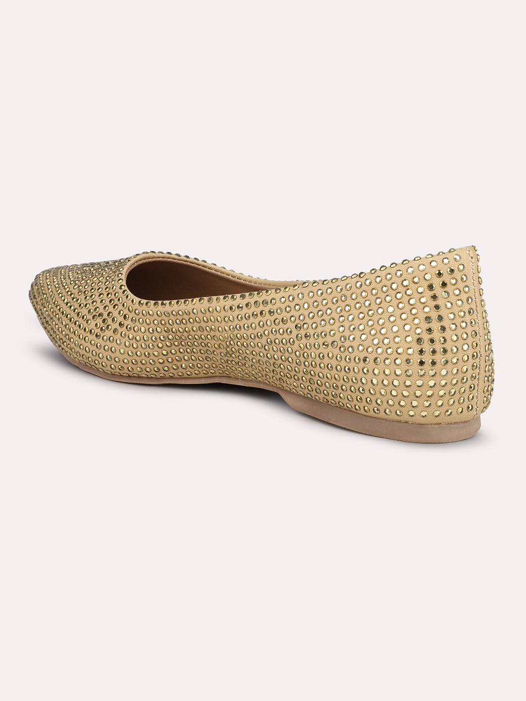 Women Antique-Coloured Embellished Ballerinas Flats