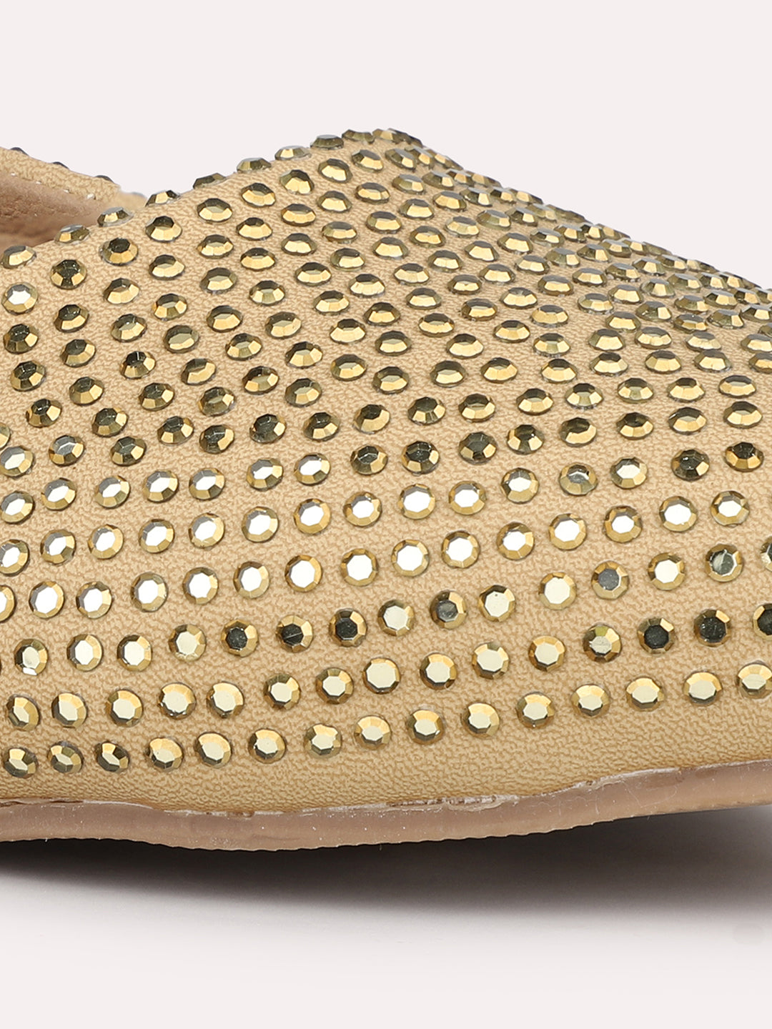 Women Antique-Coloured Embellished Ballerinas Flats