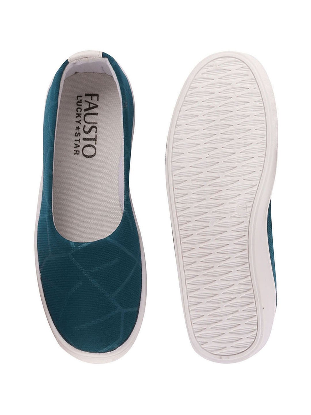 Women Blue Casual Canvas Slip-On Ballerina