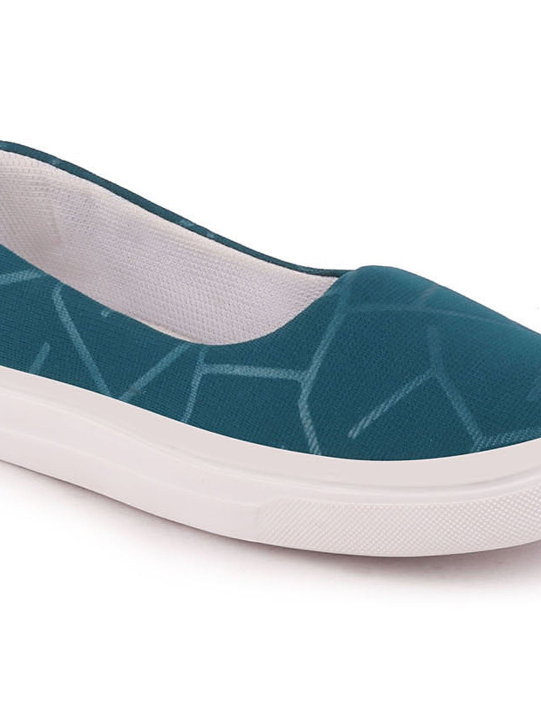 Women Blue Casual Canvas Slip-On Ballerina