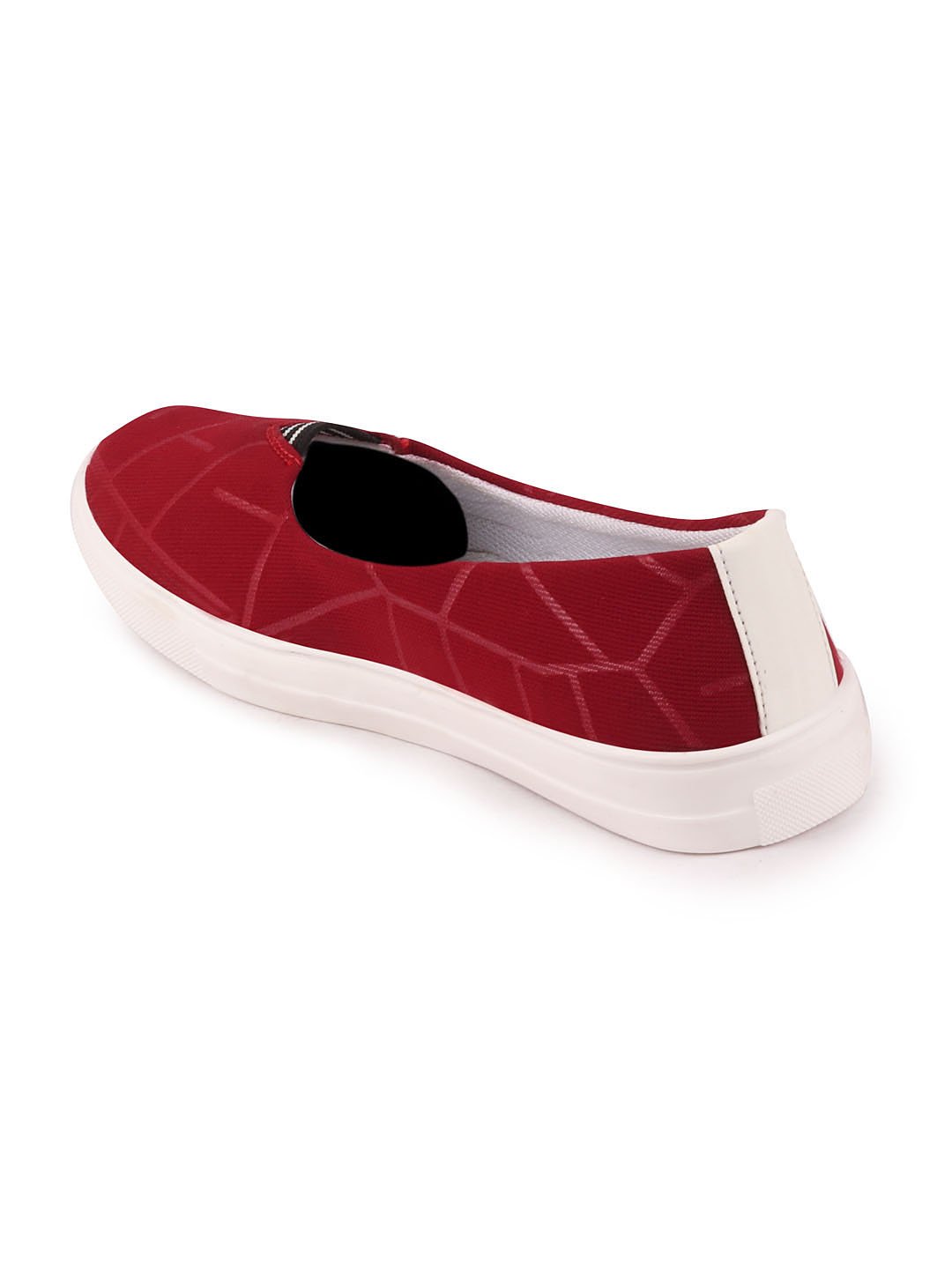 Women Maroon Casual Canvas Slip-On Ballerina