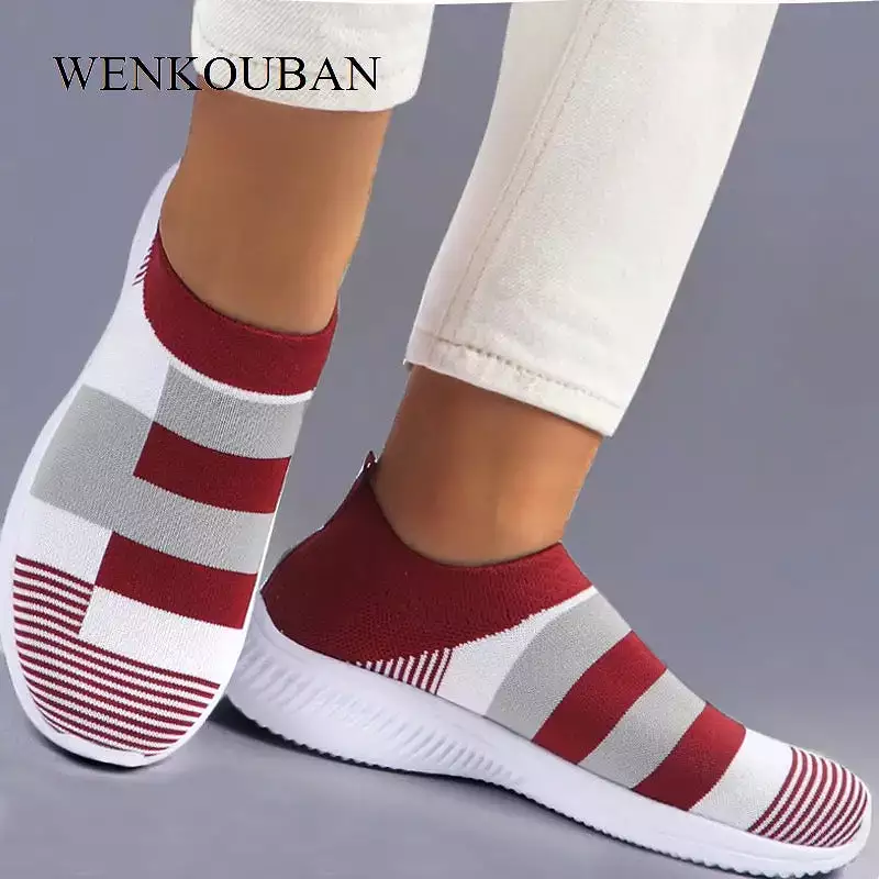 Women Vulcanized Shoes Sneakers Summer Ladies Trainers Knitted Sock Shoes